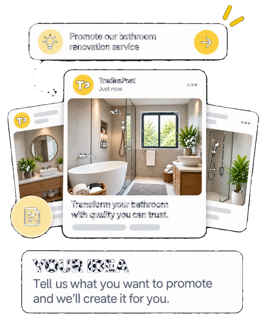AI-generated branded post preview for a bathroom renovation